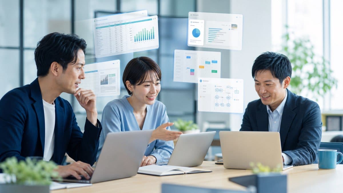 生成AIを業務で活用するための研修に参加するビジネスパーソン